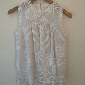 Anthropologie White Pineapple Lace Sleeveless Camisole